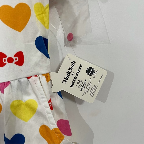 ModCloth Hello Kitty Gift You My Heart Swing Dress NWT Womens 8 White Colorful - Picture 8 of 10